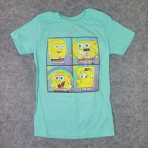SpongeBob SquarePants Hot Topic Aqua Blue Short Sleeve T-Shirt Size XS